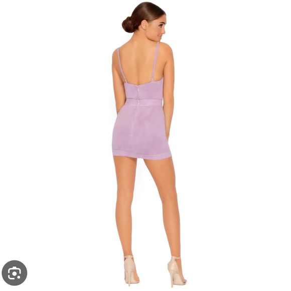 BNWT Oh Polly Turn of the Tied Suede Mini skirt & bodysuit in Mauve - Picture 3 of 8